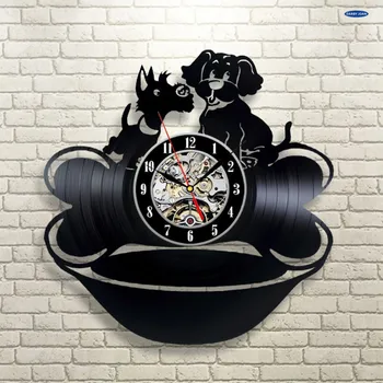 1 Gabalas Mielas Šunims Vinilo Derliaus 3D Laikrodis Kūrybos Laikrodžiai Vinilo Įrašas Rankų darbo Laikrodis Dovana Šunų Mėgėjams