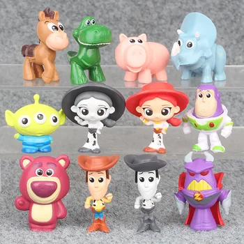 12pcs/daug Toy Story Woody Buzz Lightyear PVC Pav Lėlės, Žaislai Duomenys