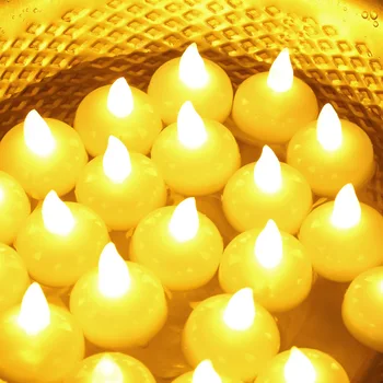 12PCS Plaukiojantieji Žvakės Lempos Baseinas Žibintai Vandeniui Mirgėjimas Tealights Vonia, Baseinas Kintama Šviesos diodų (Led Žvakės Helovinas Dekoras