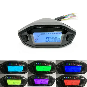 12V Motociklo LED LCD Spidometras Skaitmeninis Odometras Apšvietimas Greitį, Vandens Temperatūra OilMeter 2-4 Cilindrų Priemonė