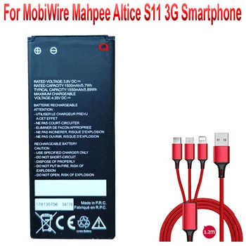 178135756 Baterija 1500mah už MobiWire Mahpee Altice S11 3G Išmanusis telefonas +USB laidas