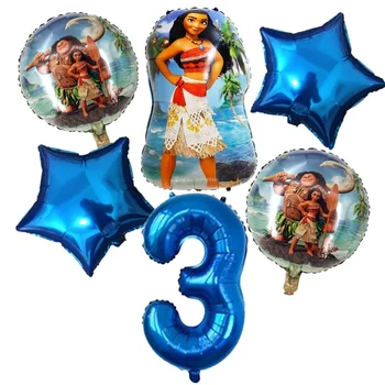 1set Moana Balionai 32inch Mėlyna Skaičius Balionas Prekių Mielas Princesė Moana Temą Gimtadienio Apdailos Vaikams, Žaislai, Dovanos