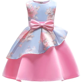 2-10 metų Vaikams, Drabužiai, drabužiai Vaikams mergina juostele lankas Princesė Suknelė Mergina Šalis Gimtadienio Švenčių pink gėlių mergaičių suknelės