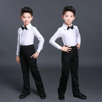 2018 lotynų šokių drabužiai vyrams berniukas Nustatyti vyrų lotynų dancewear lotynų šokių pants mens vaikams balta juoda lotynų šokių marškinėliai vyrams