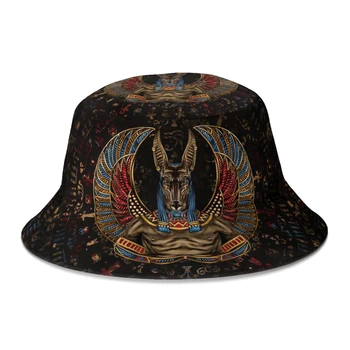 2022 Naujas Vasaros Anubis Egipto Dievas Kibirą Kepurės Moterims, Vyrams, Lauko Kelionių Sulankstomas Bob Žvejybos Hat Boonie Hat