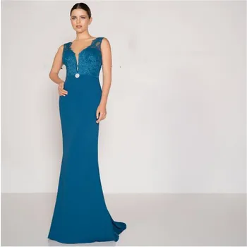 2023 Naują atvykimo Mėlynos spalvos Nėrinių Vakaro Suknelės Rankovių Oficialią Šalies Suknelė Ilga Suknelė Plius Dydis ypatinga Proga Suknelės