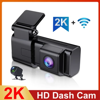 2K+1080P Dual Lens Car Brūkšnys Cam DVR Vaizdo įrašymo Wifi, Loop Įrašymo G-senson