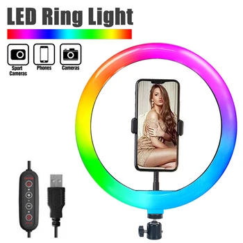 33cm RGB Selfie Žiedas LED Šviesos su Stovo, Trikojo, Fotografavimas Studijoje Žiedas Žibintus, Telefono TikTok 