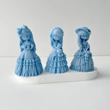 3D Mergina Lėlės Puošia Žvakės Silikono Formos 