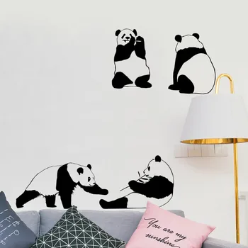 3D Mielas Gyvūnų Giant Panda Sienų Lipdukai Vaikams Kūdikių Kambariai, Tapetai, Namų Dekoro Miegamasis Dailės Freskos Vaikams Dovanų Sienos Lipdukai