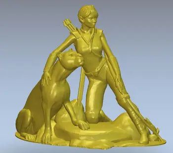 3d modelį pagalbos cnc arba 3D spausdintuvai STL failo formatas statula Huntress