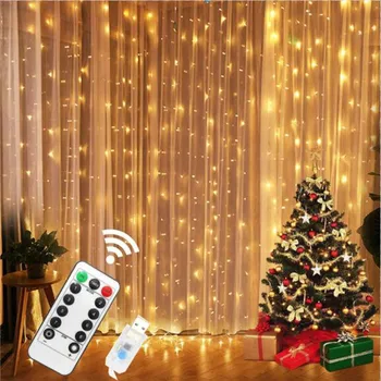 3M LED Užuolaidų String Šviesos Girlianda USB Pasakų Žibintai Girlianda Su Nuotolinio Už Kambario Lango Miegamasis Naujųjų Metų Kalėdinė Dekoracija