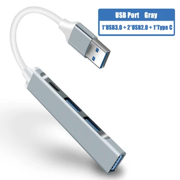 4 1 C Tipo USB C HUB 3.0 2.0 4 Port Multi Adapteris, Splitter OTG, kad 