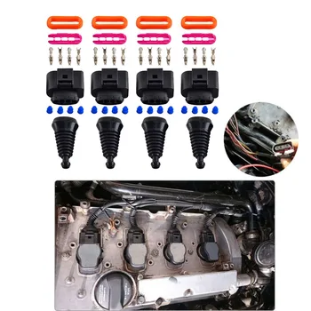 4 Nustatyti Uždegimo Ritė laidynas Jungties Kištuko Remonto Komplektas Audi A4 A6 A8 Golf Automobilių Ritė Plug Pakeitimo 1J0998724