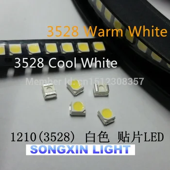 500PCS/DAUG 3528 SMD LED Diodų Super Šviesus 1210 Šiltai Balta /šaltai Balta Kiekviena 250 vnt. 3528 BALTA 2x250=500pcs 3528 WW/CW