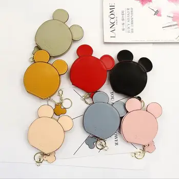 50pcs/daug mados dizaino Mickey galvos piniginės moterims, piniginės mažas mielas animacinių filmų kawaii kortelės turėtojas key chain pinigų maišus mergaitėms