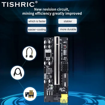 50PCS TISHRIC Stove 009S Plus Card PCI-E PCI Express 1X Iki 16X Extender GPU Bitcoin Miner USB3.0 Kabelis PCIE Riser Už Vaizdo plokštė