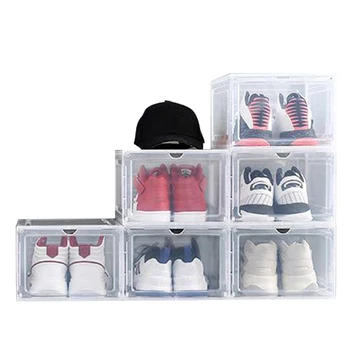6Pcs Batų dėžės ant kitos Batų Saugojimo Dėžutė Lašas Priekiniai Batų Dėžutė su Durų Batų Konteineriai Sneaker Ekranas (13.6