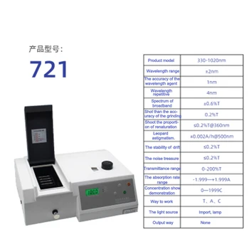 721 Matomas Spektrofotometras UV Tester Spektrinis Plačiajuosčio ryšio 4NM Didelio Tikslumo Šviesos Matuoklis Bangų ilgių sritį, 330-1020NM 110-220 V