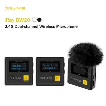 7RYMS iRay DW20 2.4 G Dual-channel Lavalier Bevielio Mikrofono Sistema Atvartas Mic už Telefono Kamera Vaizdo Įrašymo Live Transliacijos