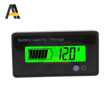 8V-70V Švino-rūgšties Baterijos Talpos Indikatorius voltmetras Voltmeter LCD Monitorius Žalia Šviesa Baterijos Indikatorius