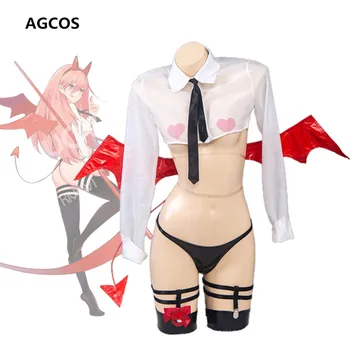 AGCOS Pjūklą Žmogus Galios Doujin Cosplay Kostiumų Moteris Sexy Marškinėliai Šiek tiek Velnias Seksualus Cosplay Kostiumai Kostiumai
