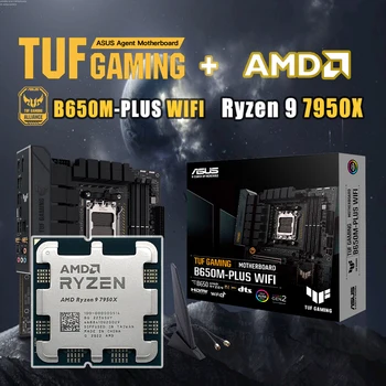 AMD Ryzen 9 7950X CPU Kostiumas+ASUS Socket AM5 TUF ŽAIDIMŲ B650M-PLIUS WIFI Plokštės Remti AMD Ryzen 7000 Serijos DDR5 128 GB
