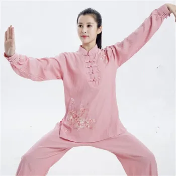 Aukštos kokybės Ilgos Rankovės Išsiuvinėtu Wushu Kostiumai Moterų chi Kostiumas Kung Fu Kostiumai Kinų Tradicinės Liaudies Kovos Meno Vienodas