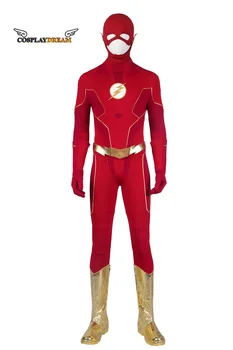 Barry Allen Cosplay Kostiumų Superhero Sezonas 8 Naują Aprangą Herojus Red Jumpsuit Auksinius Batelius, Halloween Carnival Bodysuit Drabužiai