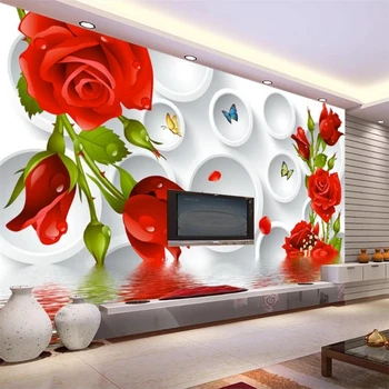 Beibehang papel de parede Užsakymą tapetai, 3D foto freskos ratas vandens rose TV fono sienos kambarį miegamasis 3d tapetai