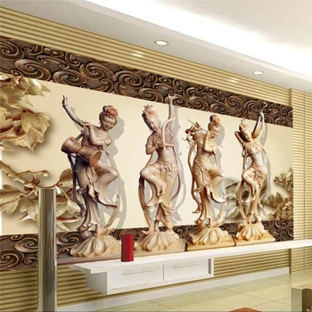 beibehang Užsakymą freska tapetai bet kokio dydžio senovės keturių gražių šokių, medžio drožyba fono sienos papel de parede