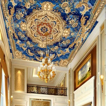 beibehang Užsakymą tapetai 3d europos kinų stiliaus lubų meno plytelių salonas kambarį apdailos dažymo 3d Papel de parede