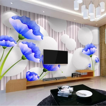 beibehang Užsakymą tapetai 3d freskomis mėlynos gėlės paprasti tapetai, freskos stereo 3D kambarį, miegamąjį, TV foną, sienos popieriaus