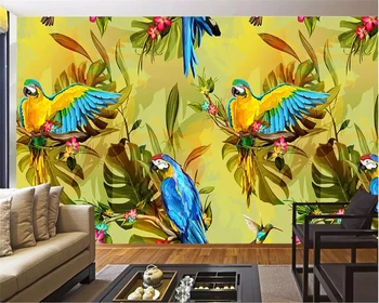 beibehang Užsakymą tapetai 3d freskos gražus Pietryčių Azijos retro stiliaus rankų darbo dažytos gėlės ir paukščiai, dekoratyvinės 3d tapetai