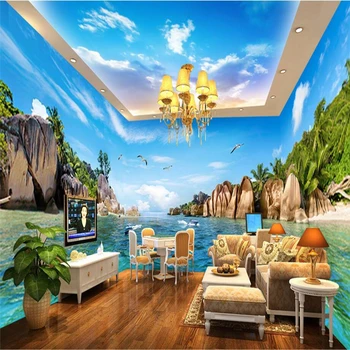 beibehang Viduržemio jūros Havajų Jūros foto tapetų Didelės freskos miegamasis, TV foną, 3d ekrano užsklanda kambarį, grindys-popieriaus