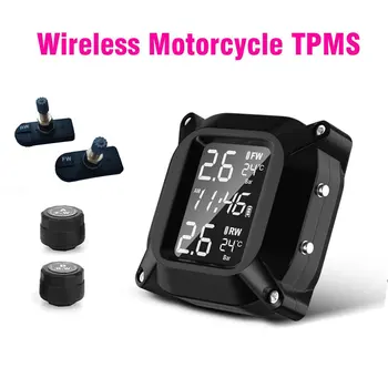 Belaidžio Motociklo TPMS Padangų Slėgio Stebėjimo Sistema 2vnt Išorės Jutiklis LCD Ekranas Padangų Temperatūra Stebėti Signalo