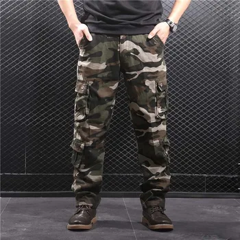 Camo Kelnės Vyrams Karinės Multi Pocket Krovinių Kelnės Hip-Hop Poilsiu Miesto Kombinezonai Outwear Kamufliažas Tactical Kelnes Didmeninės