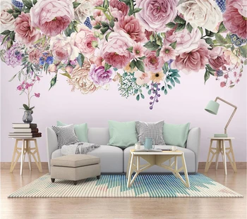 Custom 3d freskos rankomis dažyti šviesą rose pink gėlių tėtis peint fono sienos gyvenimo kambario, miegamasis šiaurės minimalistinio tapetai