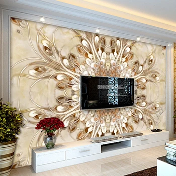 Custom 3D Tapetai Prabangus Marmuro Gėlių Modelio Meno Sienų Freskomis Europos Stiliaus Kambarį, TV Foną, Sienos Dokumentų Namų Dekoro