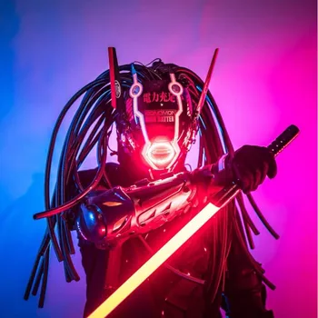 Cyberpunk Kaukė Galios Daug ACG su Plaukų Festivalis Fantastinis Cosplay SCI-FI Kareivio Šalmą Helovinas Šalis Dovana Suaugusiems,