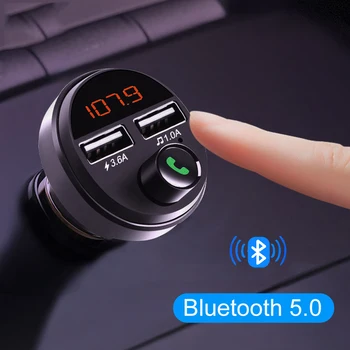 Dvigubas USB Automobilinis Įkroviklis, Bluetooth 5.0 FM siųstuvas Automobilinis MP3 grotuvas TF U Disko žaisti Lossless muzikos garso imtuvas, belaidis