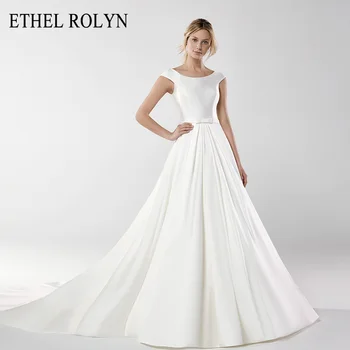 ETHEL ROLYN-LINE Vestuvių Suknelė iki 2022 m. Madingas Off Peties Nuotaka Prabangaus Satino Lankas Princesė Vestuvinės Suknelės Vestido De Noiva