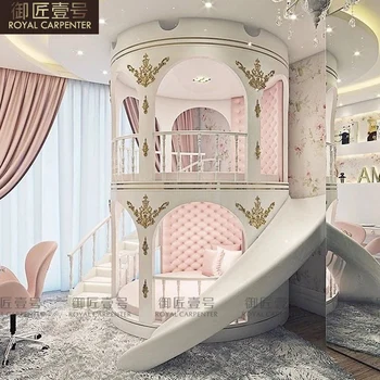 Europos stilių visos kietosios medienos mergina lova, prancūzų su skaidrių pilis lova princesė lova prancūzijos tinklas įžymybė vaiko lova vila