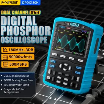 FNIRSI DPOX180H Nešiojamą Fosforo Skaitmeninis Oscilloscope 180MHz -3DB 50000wfms/s, Dual Channel 20Mhz Signalo Generatoriaus MASTELIS XY FFT