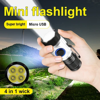 Galingas LED Žibintuvėlis 18650 Mini Taktinis Žibintuvėlis Šviesos USB Įkrovimo Nešiojamų Vertus, Lempos, Blykstė Medžioklės Žibintai LED