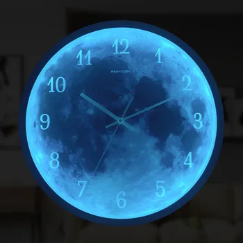 GeekCook Geriausia-pardavimo Žiūrėti: Star River Aguonos Mėlynas Mėnulis Naktį LED Šviesos, Garso Valdymo Sieninis Laikrodis
