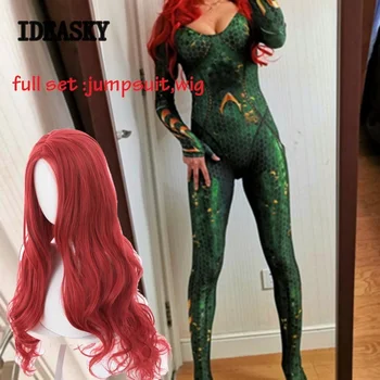 Halloween Carnival Filmą mera cosplay aquaman ir mera supermeno kostiumas moterims perukas Zentai Bodysuit Kostiumas Jumpsuits suaugusiems
