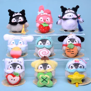 Hello Kitty Sanrio Plushie Keychain Kuromi Teigiamą Energiją Pingvinas Pliušinis Žaislas Dovanos Anime Veiksmų Skaičius, Kawaii Lėlės Pakabukas Žaislas