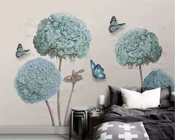 Individualizuotos fono paveikslėlį Europos 3D hydrangea drugelis 3d tapetai, fone kambarį, miegamąjį, TV foną, sienų freskomis