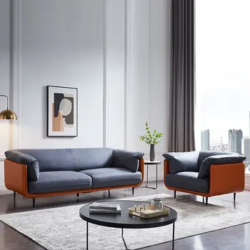 Italija paprasta modernios šviesos prabanga kambarį odos sofos, audiniu menas mažame bute baldai